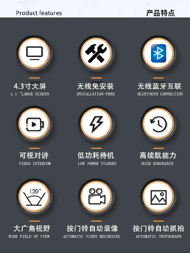 2MP 1080P Wirless  Battery Power Doorbell Intercom Video Door Phone Peephole Viewer Cateye Camera Visual Doorviewer