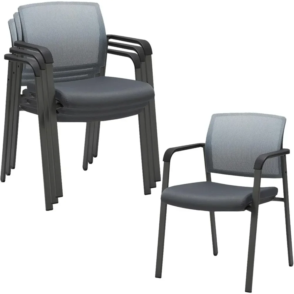 Poltrone impilabili con schienale in rete con sedile imbottito in tessuto e supporto ergonomico in legname per ospiti in chiesa, uffici, scuole