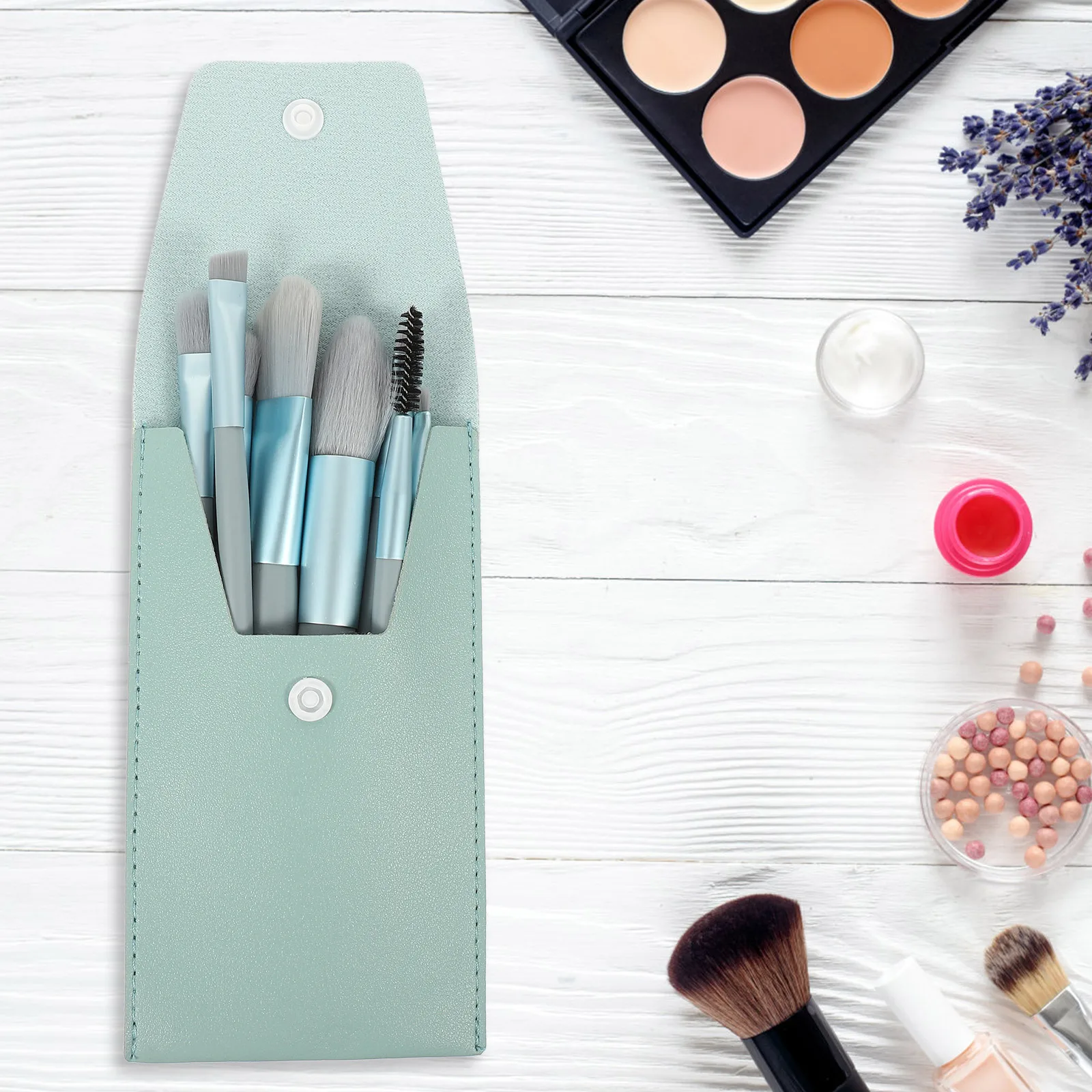 1 Juego de brochas de maquillaje profesionales, cosméticos en polvo, colorete, herramientas de belleza facial flexibles, suministros de maquillaje de viaje profesionales