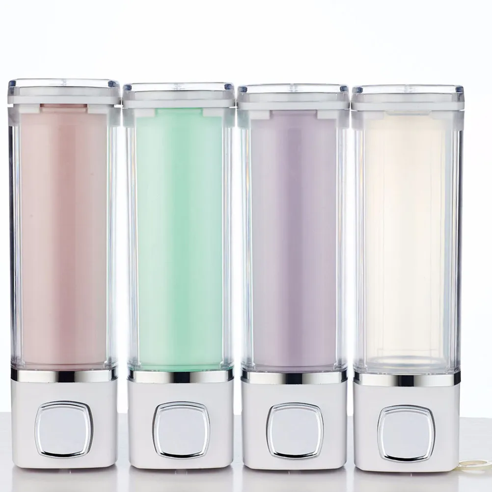 Plastic Soap Dispenser Wall Mounted Refillable Liquid Soap Box Holder White with Random Liner Color for Shampoo Conditioner