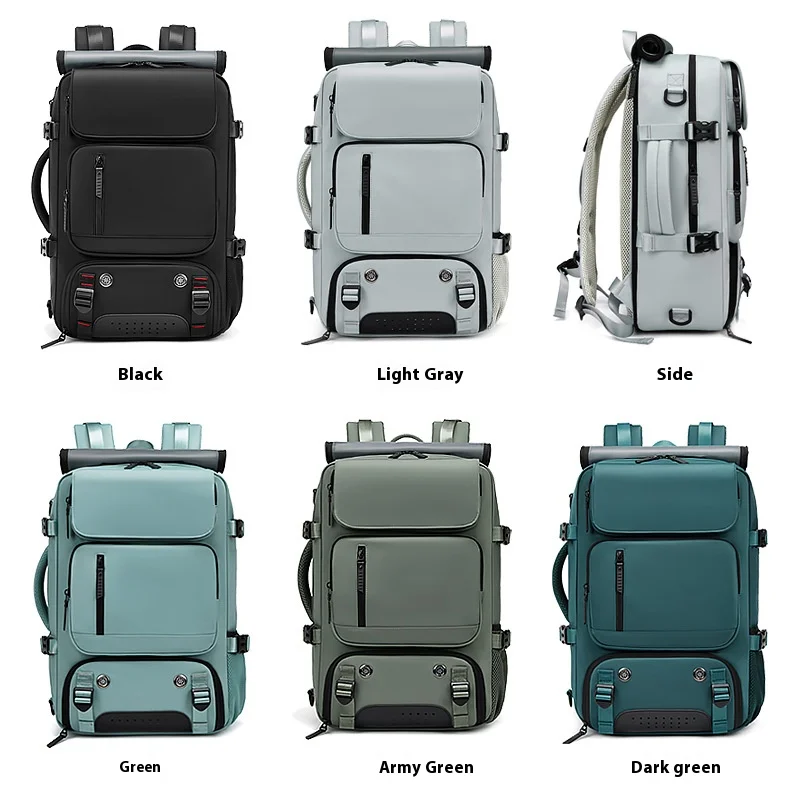 大型旅行バックパック、機内持ち込み可能、USB充電ポート付き、防水、アウトドア旅行用バックパック、独立シューズコンパートメント