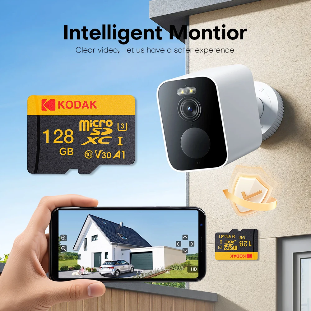 3 قطعة بطاقة الذاكرة كوداك مايكرو SD الأصلية 32 جيجابايت 64 جيجابايت A1 SDXC TF بطاقة الفيديو مع محول SD فئة 10 للهاتف الكاميرا