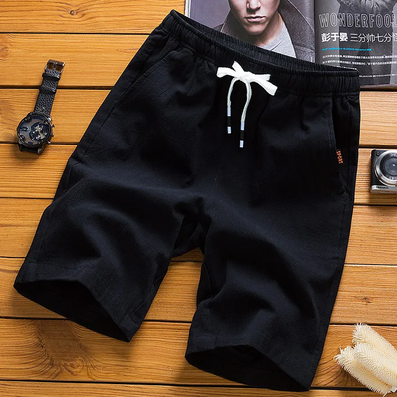 

Lightweight Linen Five-Point orts for Men Summer Beachwear Loose Fit Spor Cotton-Linen orts Straight Leg Cut