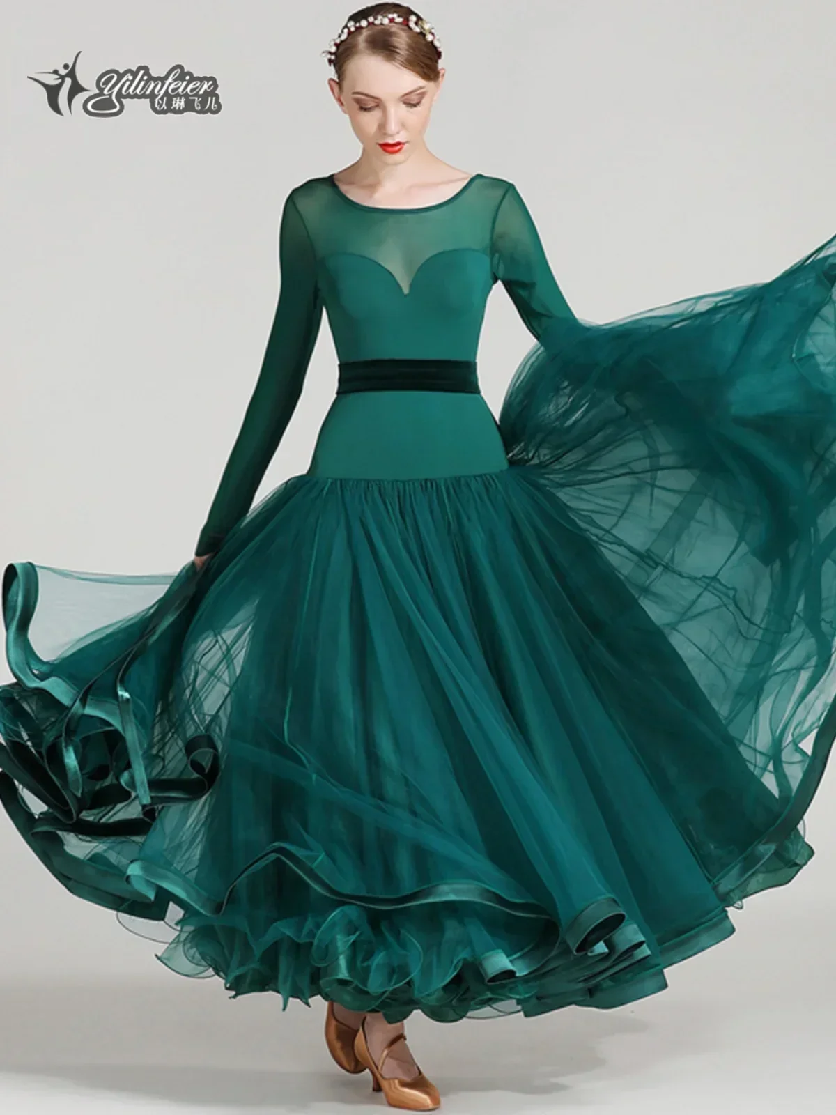 Waltz dress, modern dance skirt, performance costume, national standard competition, large tutu skirt