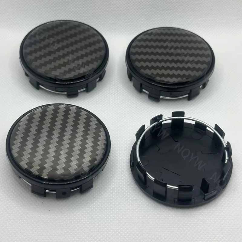 4Pcs/Set 54mm 3D Carbon Fiber Car Wheels Rim Hub Cap Car Wheel Center Caps Black Silver Hubcap Dust-proof Covers Car Accessories