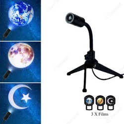 Projecteur Lunar Earth avec prise USB, lumière LED 3W, rotation à 360 °, maison, chambre à coucher, escales créatives, veilleuse pour enfants