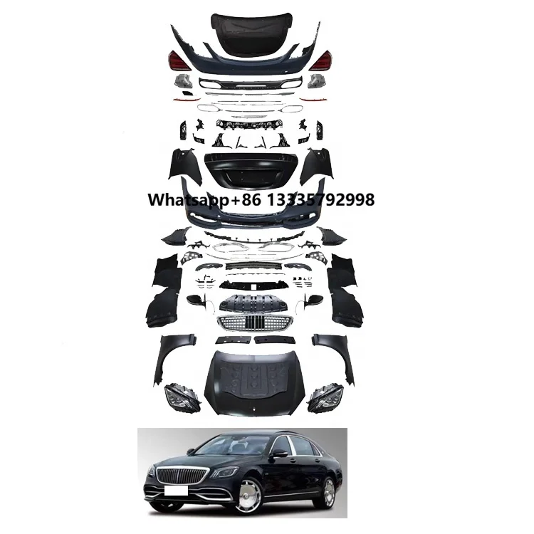 

Car Modification W221 to W222 Maybach Style Headlamp Tail Lamp Fender Side Mirrios Hood Body Kit for Mercedes-Benz 2006-2013