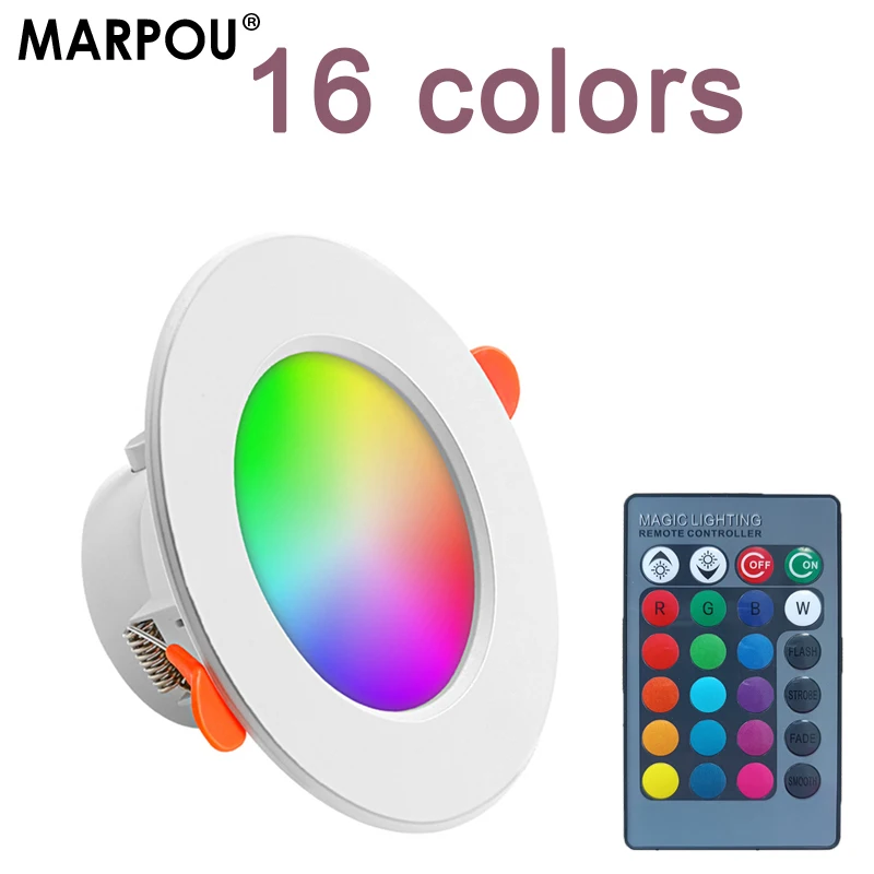 MARPOU 10W/15W wpuszczane Led reflektory do sufitu oprawa sufitowa Led RGB do wystroju pokoju AC 85-220V zimny ciepły biały Panel okrągłe LED