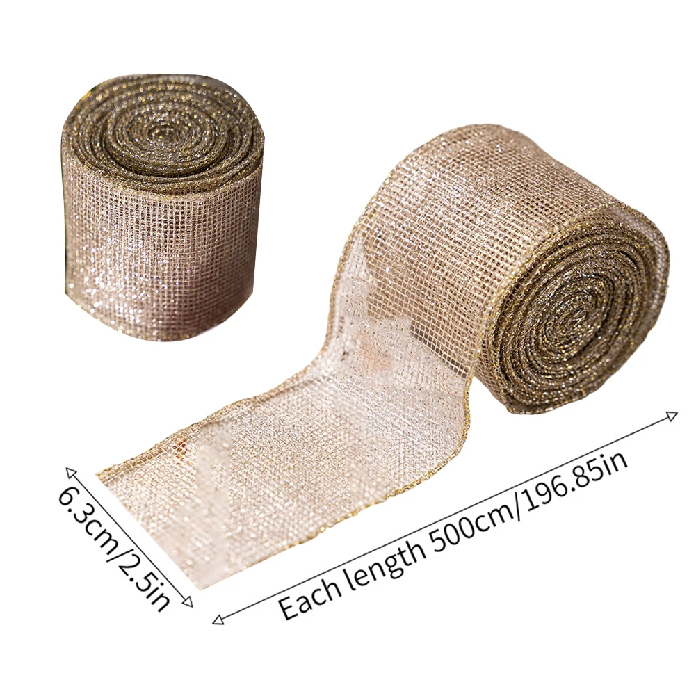 DIY Christmas Ribbon Roll for Bow Crafting and Box Decoration with Wire Lined Linen Material for Seasonal Holiday Use