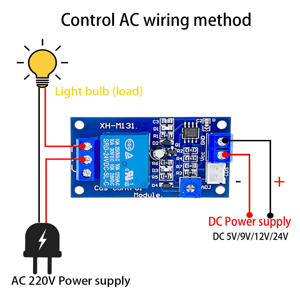 XH-M131 DC 5V 12V 24V 10A Light Control Switch Photoresistor Relay Module Detection Sensor brightness Automatic Control Module