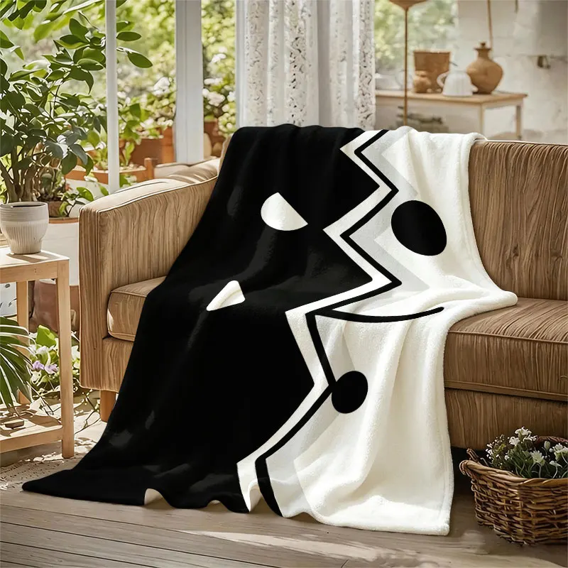 Geometric Zigzag Flannel Blanket Warm Soft Halloween Christmas Decorative Couch Warm Cozy All-Season Gift