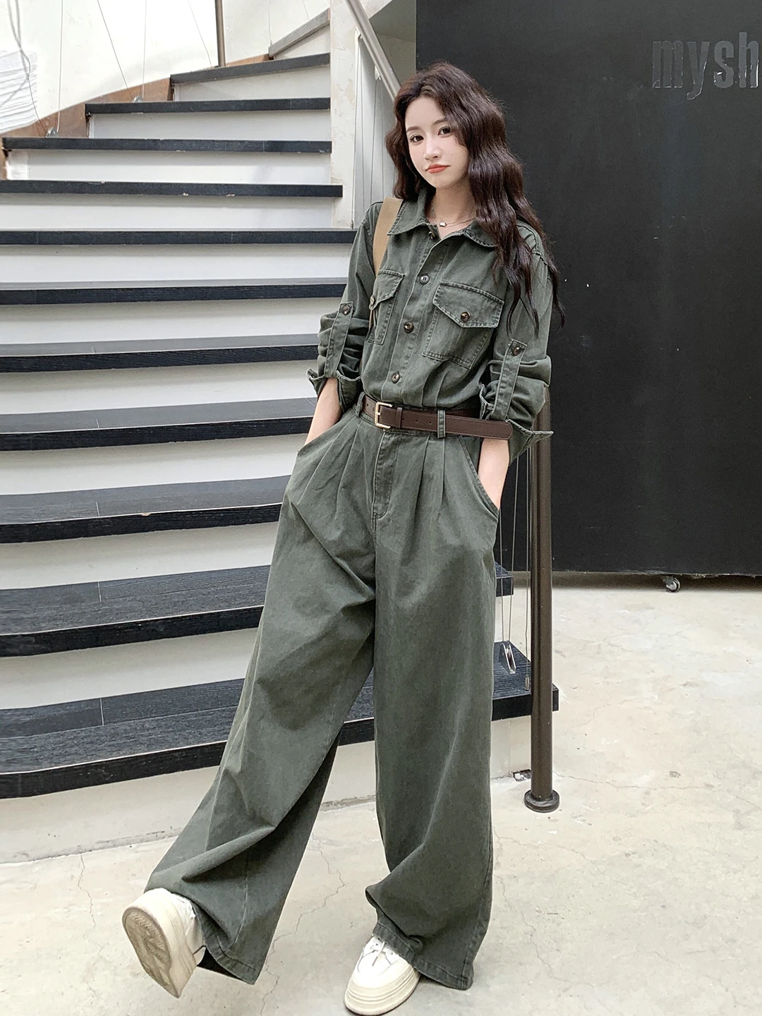 

Cool Korean Sle Denim Overalls Women's High Waist Wide Leg Pants Casual Comfortable Faionable Autumn New Arrival