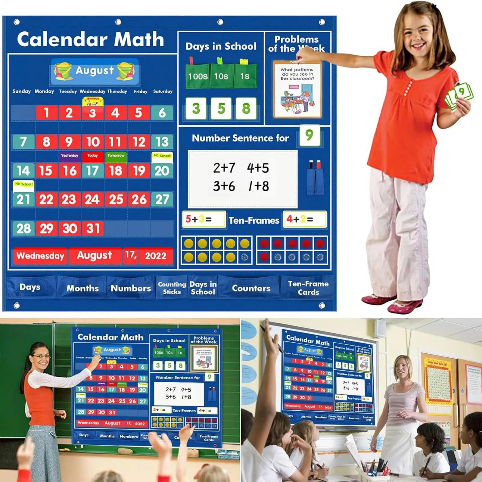 Pocket Chart Classroom Modular Aid Activities Math Activities Pocket Chart For Kids Boy Teacher Parent Holiday Classroom Home