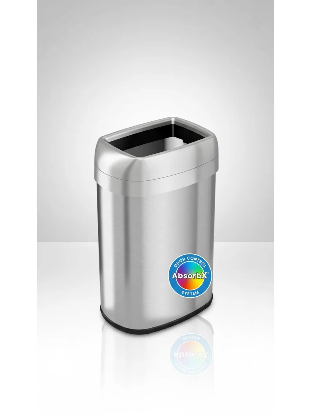 

50L Stainless Steel Open Top Trash Can with Odor Filters for Kitchen Office Commercial Use