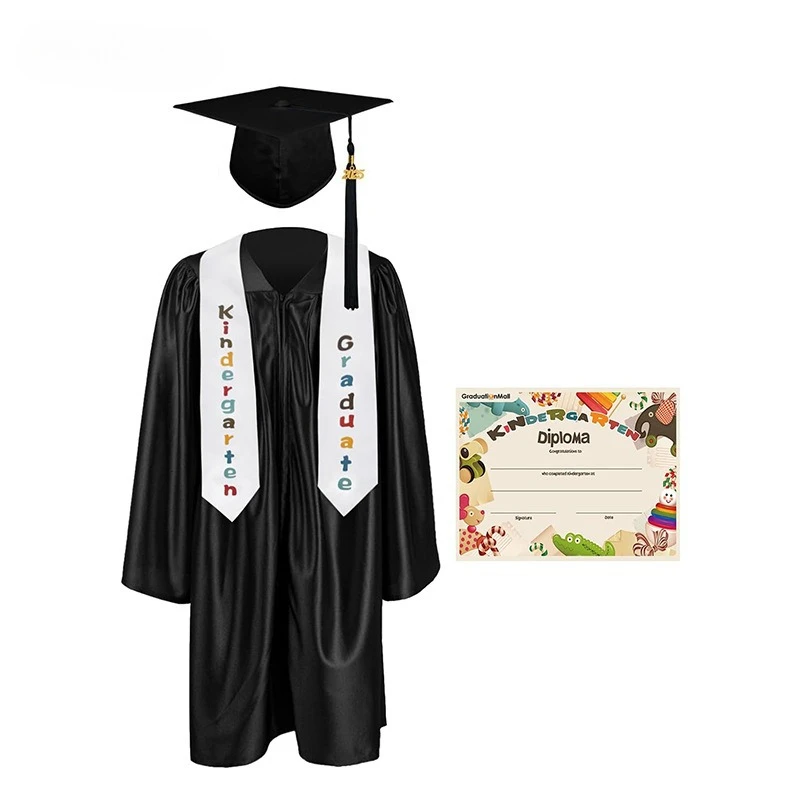 

2025 New Bachelor's Uniform Children's Graduation Photo Suit Knitted Doctoral Uniform Primary School Students Collar Drape