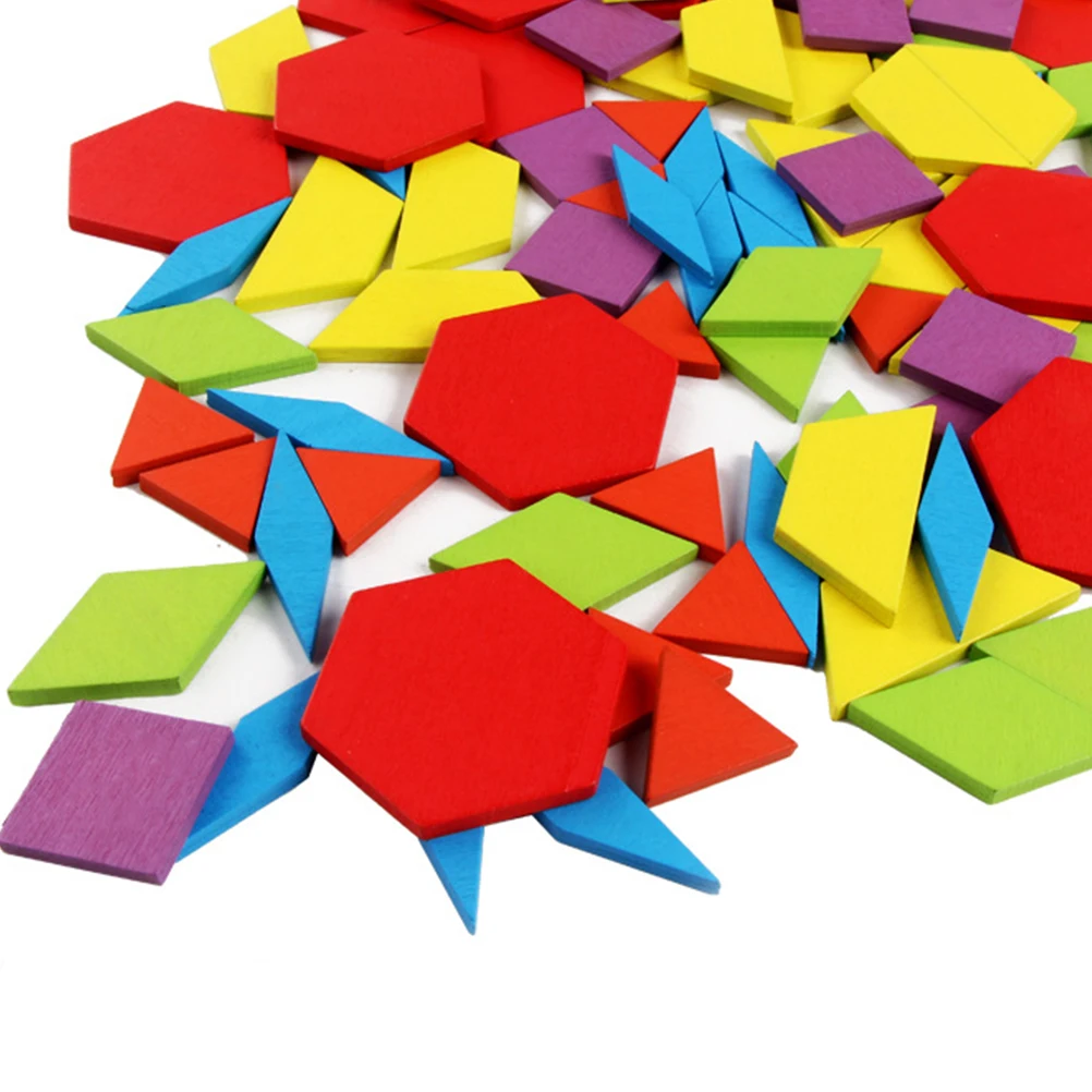 155 pièces Puzzle créatif en bois forme géométrique Tangram enfants éducatif sûr planche épaisse grandes pièces 36M +