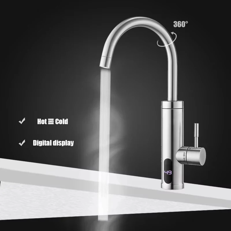 3000W Electric Tankless Instant Hot Water Faucet Kitchen Heating Tap Cold to Hot Quick Heating Water Heater Tap for Home Use