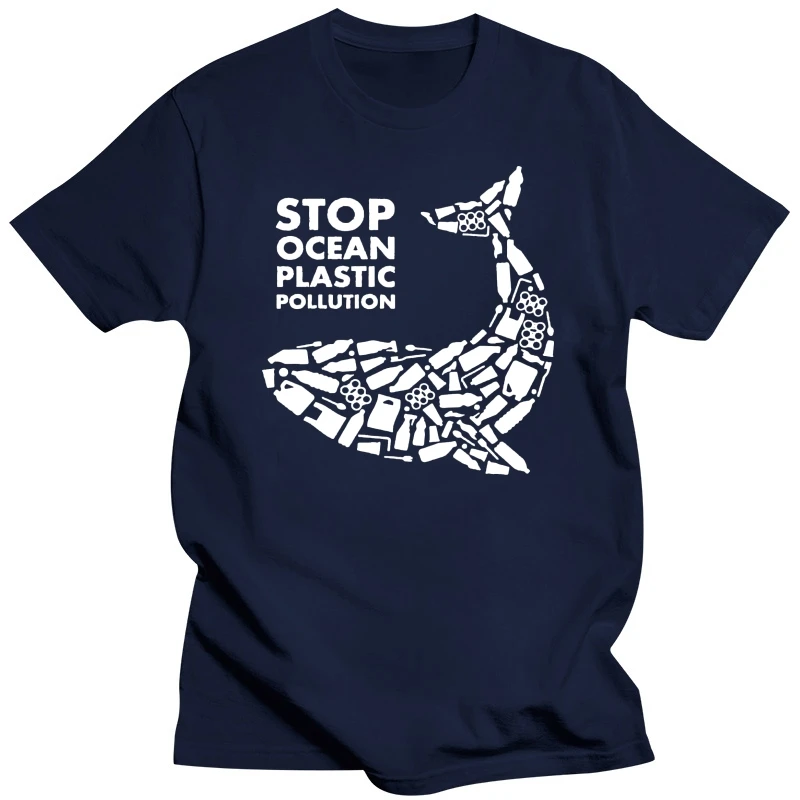 Stop Ocean Plastic Pollution Mens T-Shirt Global Warming Whale Environmental Top New Design Men Tee Shirt Tops Short Sleeve