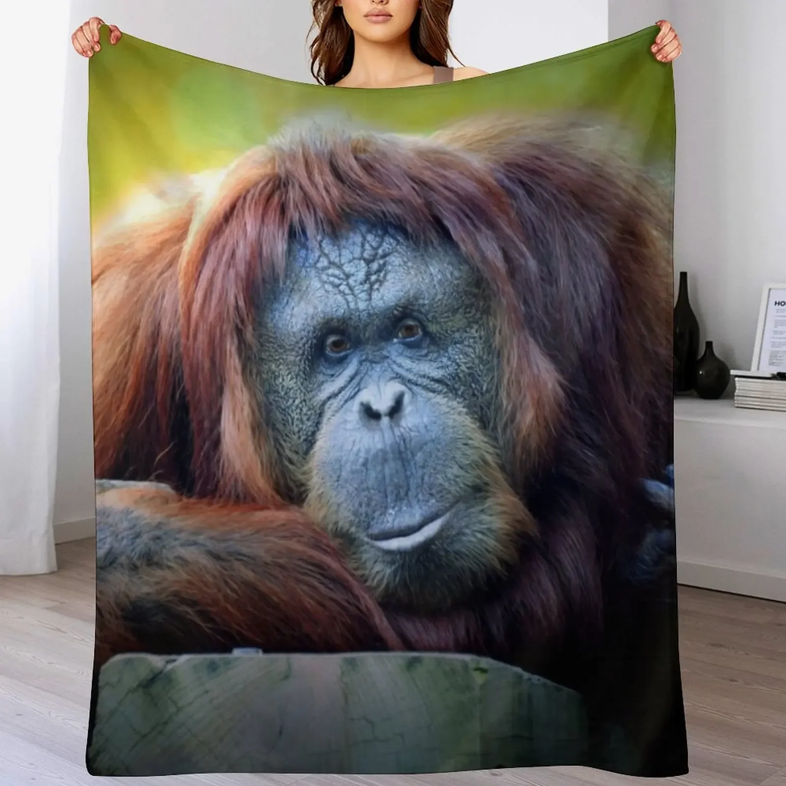 Orangutan Throw Blanket Beach Sofa Throw Hair Custom Blankets