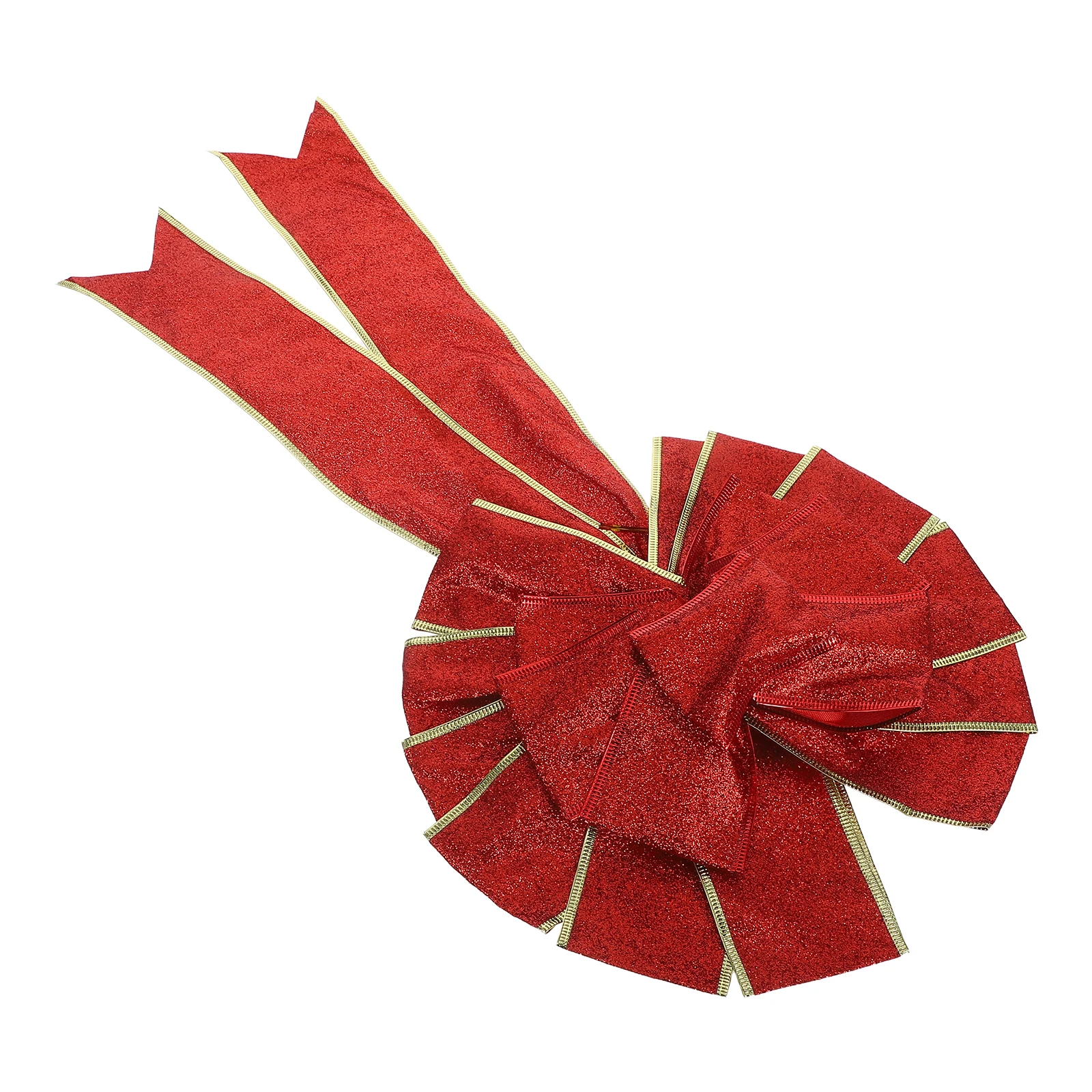 

Large Christmas Bowknot Red Ribbon Glitter Ornament Wreath Decoration For Xmas Tree Staircase Fence Fireplace Front Door