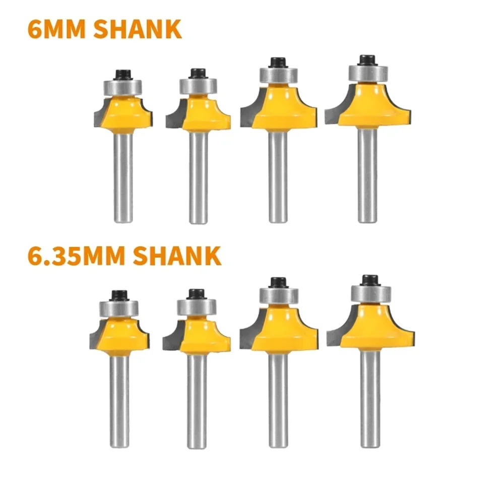 6mm 6.35mm 8mm 12mm 12.7mm Shank Corner Round Over Router Bit Tungsten Carbide Milling Cutter for Wood Woodworking Face Mill