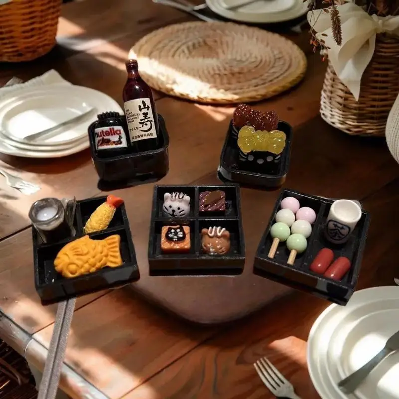 Ornamental 5-Piece Miniature Japanese Cuisine Set, Dollhouse Kitchen Accessories, Kids Pretend Play Toy and Ideal Gift