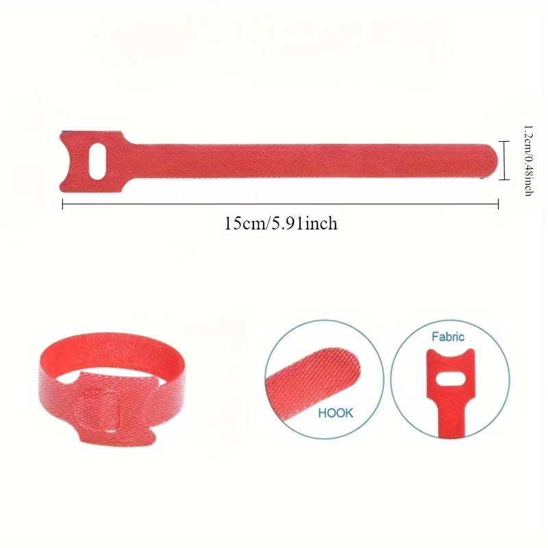 30/60/100pcs Heavy-Duty Hook & Loop Cable Ties - Adjustable Reusable Nylon Cable Organizers, 11cm Multi-Purpose Cable Management
