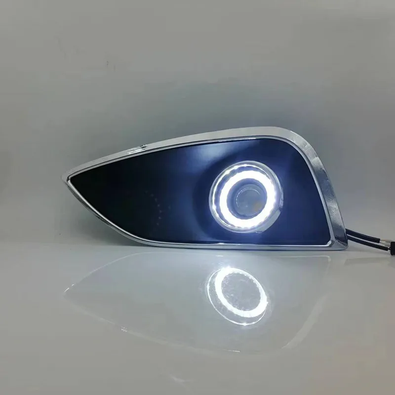 LED Fog Lights Assembly For Hyundai IX35 2010  2011 2012  Dual Color Angel Eye Daytime Running Lights Fog Lamp Accessories Kits