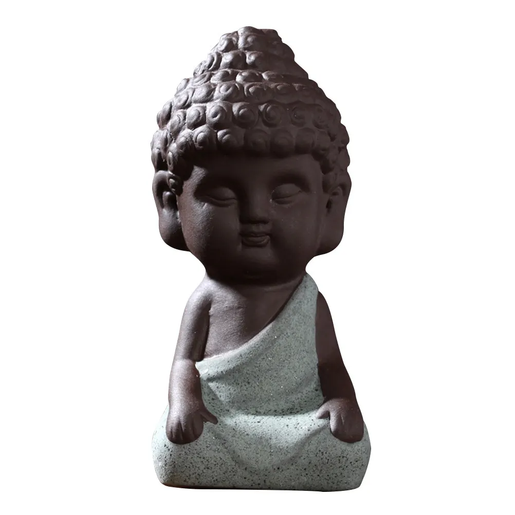 Artisan Hand Carved Mini Sitting Buddha Ceramic Statue Feng Shui Energy Decor for Home Office Dorm Inner Peace Healing