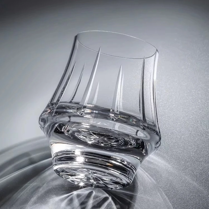 

Fujisan Volcanic Design Hand Cut Crystal Whiskey Nosing Glass Big Belly Wine Tasting Cup 24K Gold Foil Mountain Whisky Tumbler