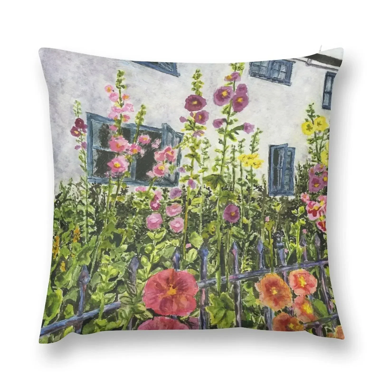 

Hollyhocks in Little Budworth Throw Pillow Pillowcases Covers For Sofas Decorative Cushions For Living Room pillow