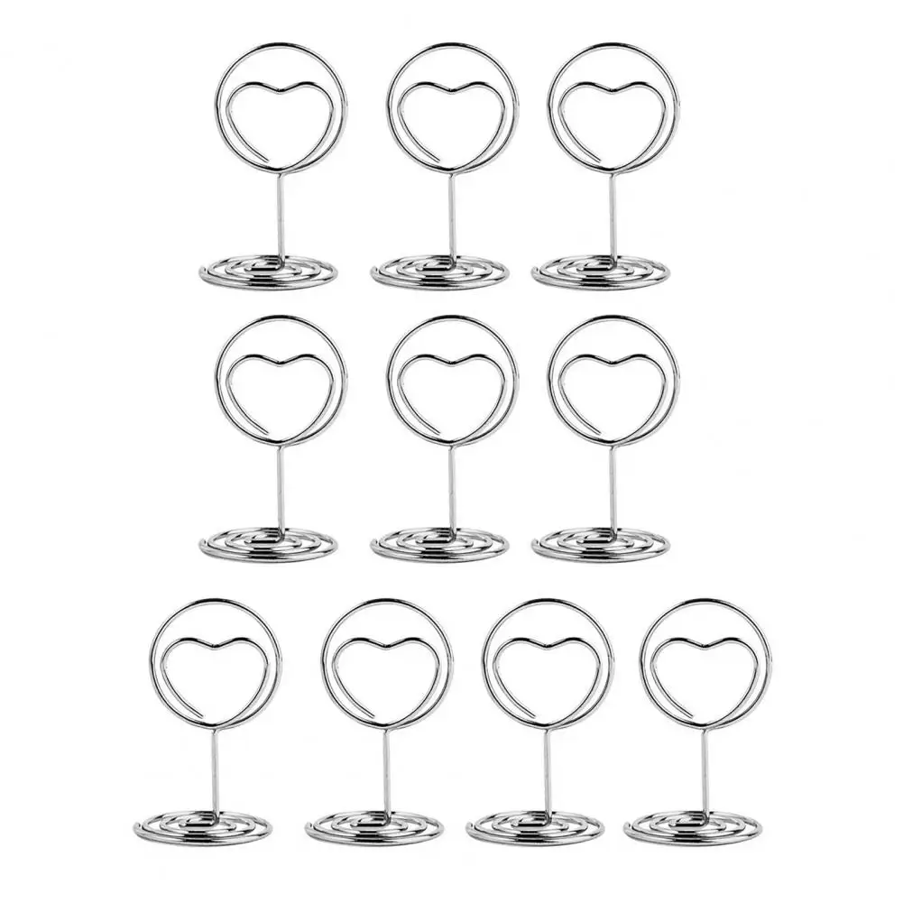 Soporte para números duradero, 10 Uds., soportes para números de mesa con forma de corazón de amor, Clips para fotos y tarjetas, soportes para tarjetas de notas y notas para aniversario de boda