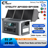 Outdoor Camping CTOLITY 1800W Portable Mobile Power Station With 100W 20.5V Solar Panels Portable Foldable Home Energy Storage