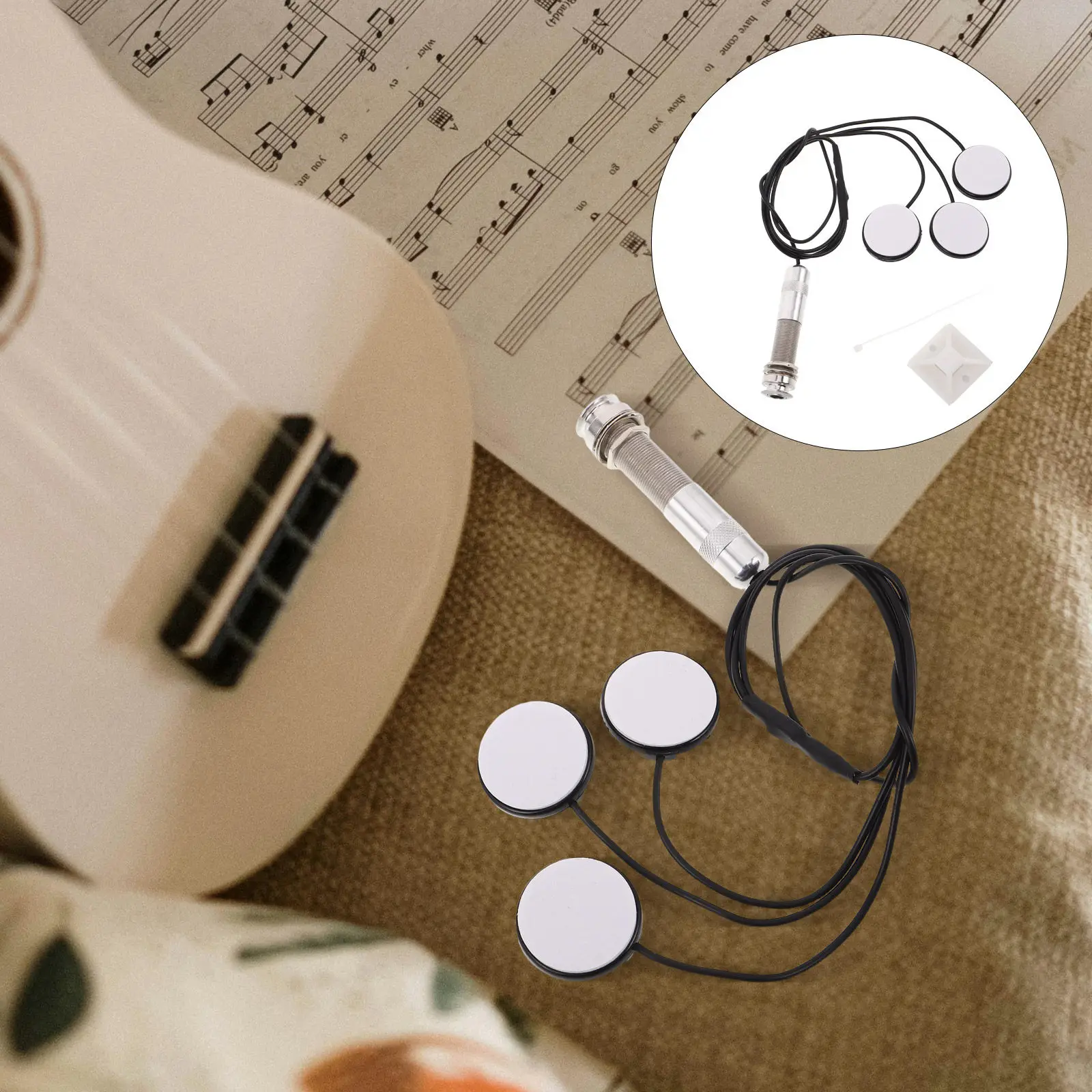 1Set Acoustic Guitar Pickup Piezo Transducer Aluminum Tube Design Noise Reduction for Ukulele Mandolin Kalimba Practice