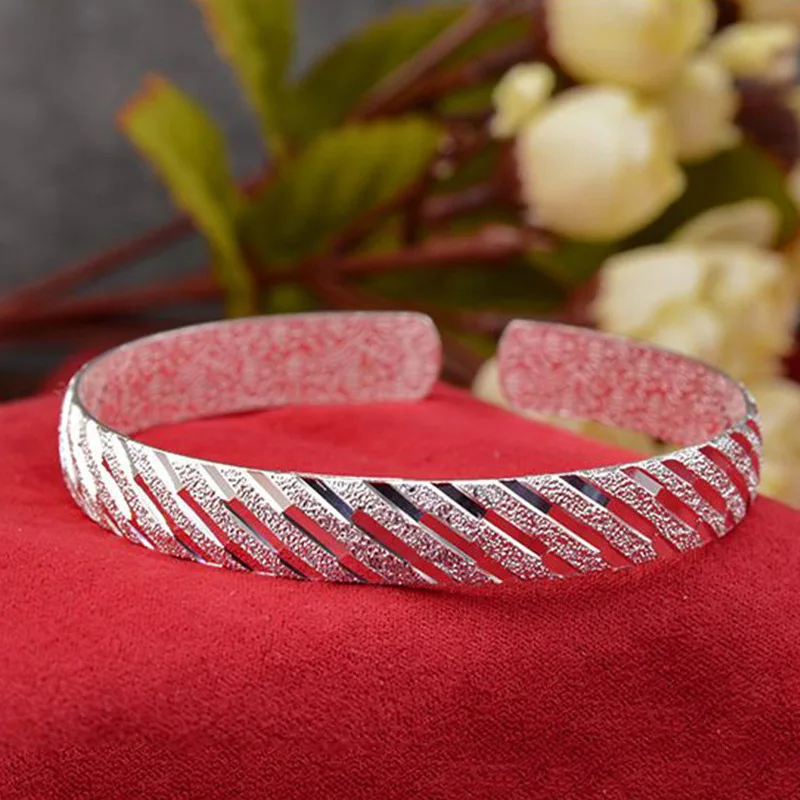 

925 Sterling Silver Meteor Shower Geometry Bangles Bracelet For Women Luxury Jewelry Wholesale