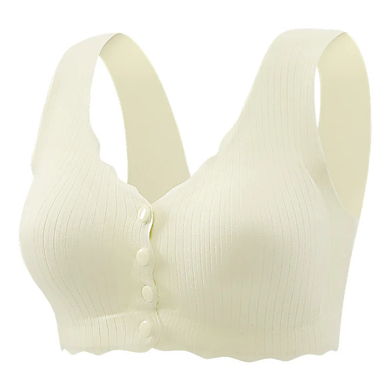 Solid Color Woman's Brassiere Nursing Bra Pregnant Lady's Vest Style Front Clasp Summer Version Girl Postpartum Moisture Wicking