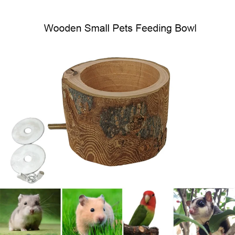 

Hangable Wooden Hamster Squirrel Food Feeder Small Pets Water Drinking Bowl Food Bowl Pets Hamster Cage Product Accessories