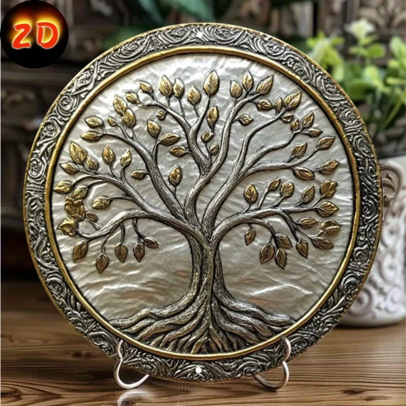 Tree of Life Vintage Metal Wall Art, Perfect for Home & Office Decor, Coffee Bar, Club, Living Room, 8x8Inch/11.8x11.8Inch, 1pc