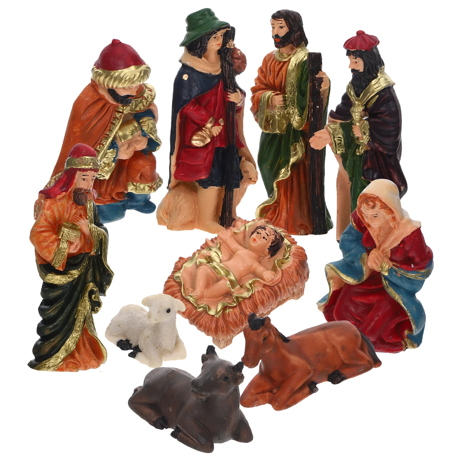 

1Set Desktop Nativity Set Resin Nativity Decorations Exquisite Craftsmanship Detailed Workmanship Religious Home Office Decor