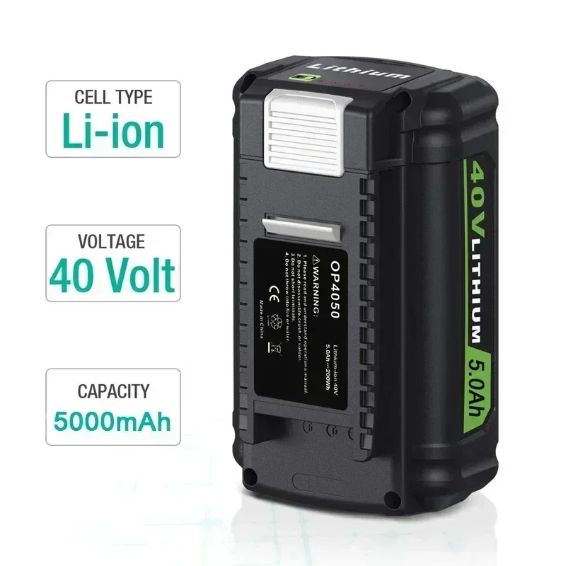 NEW 5.0Ah Replacement for Ryobi OP4050 40V Lithium Battery OP4050A OP4026  OP40601 OP4026A OP40401 Cordless Power Tools Batterie