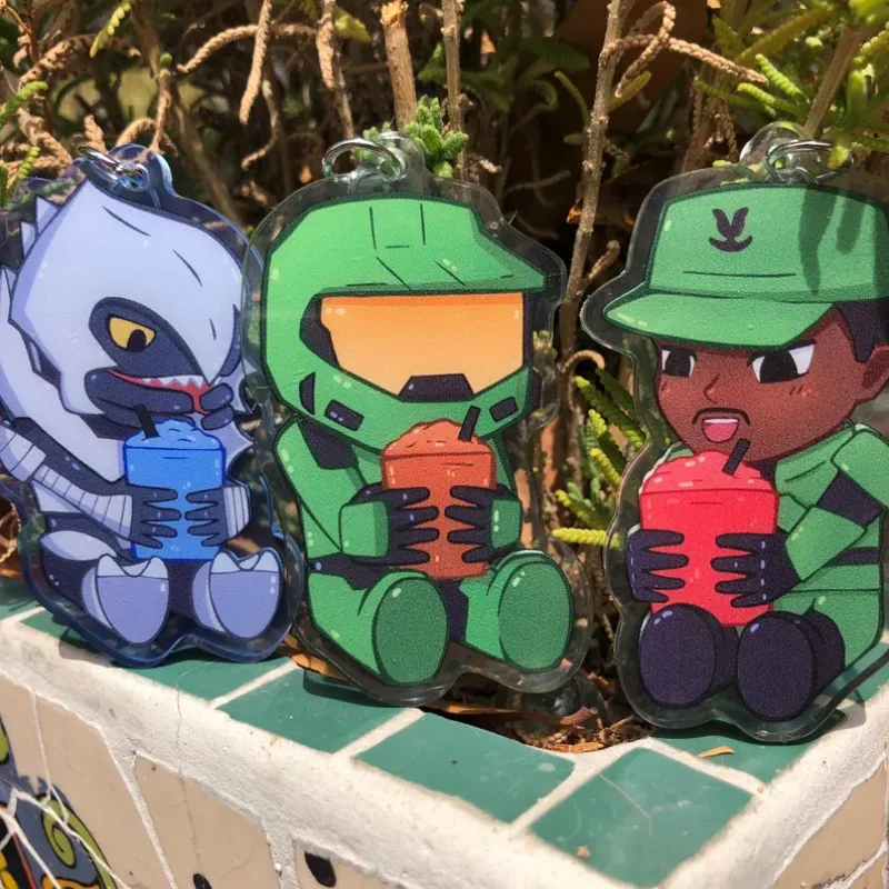 Spartan and Friends Slushie Acrylic Keychain Cute Slurpee Meme Keychain Sergeant Meme Xbox Game - view 5