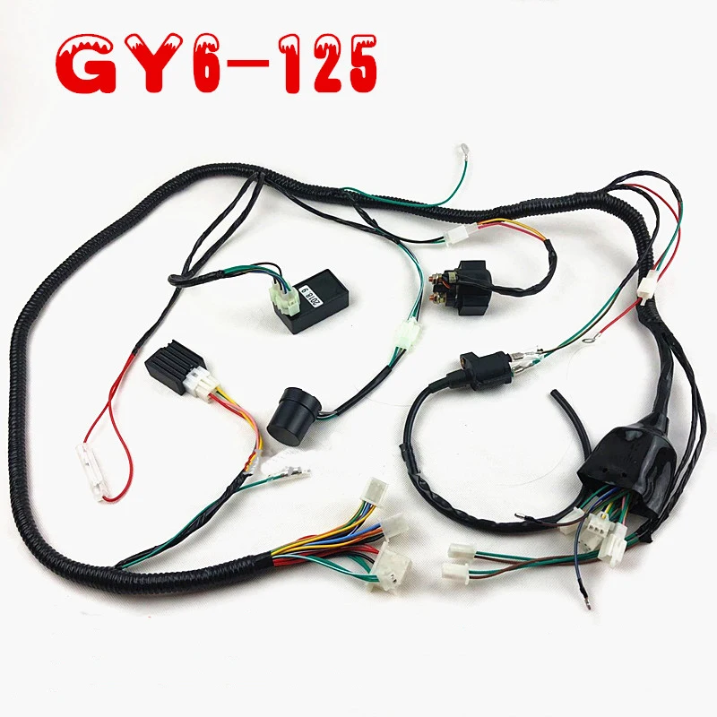 Motorcycle Electrical Wiring Harness Wire Cable For Kymco Baotian Jonway Guangyang Wangye GY6125 Regulator Starter Ignition Coil