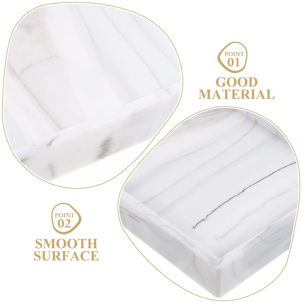 

3pcs Silicone Tray Marble Design Thickened Bathroom Storage For Toiletries Soap Jewelry Rectangle Vanity Tabletop
