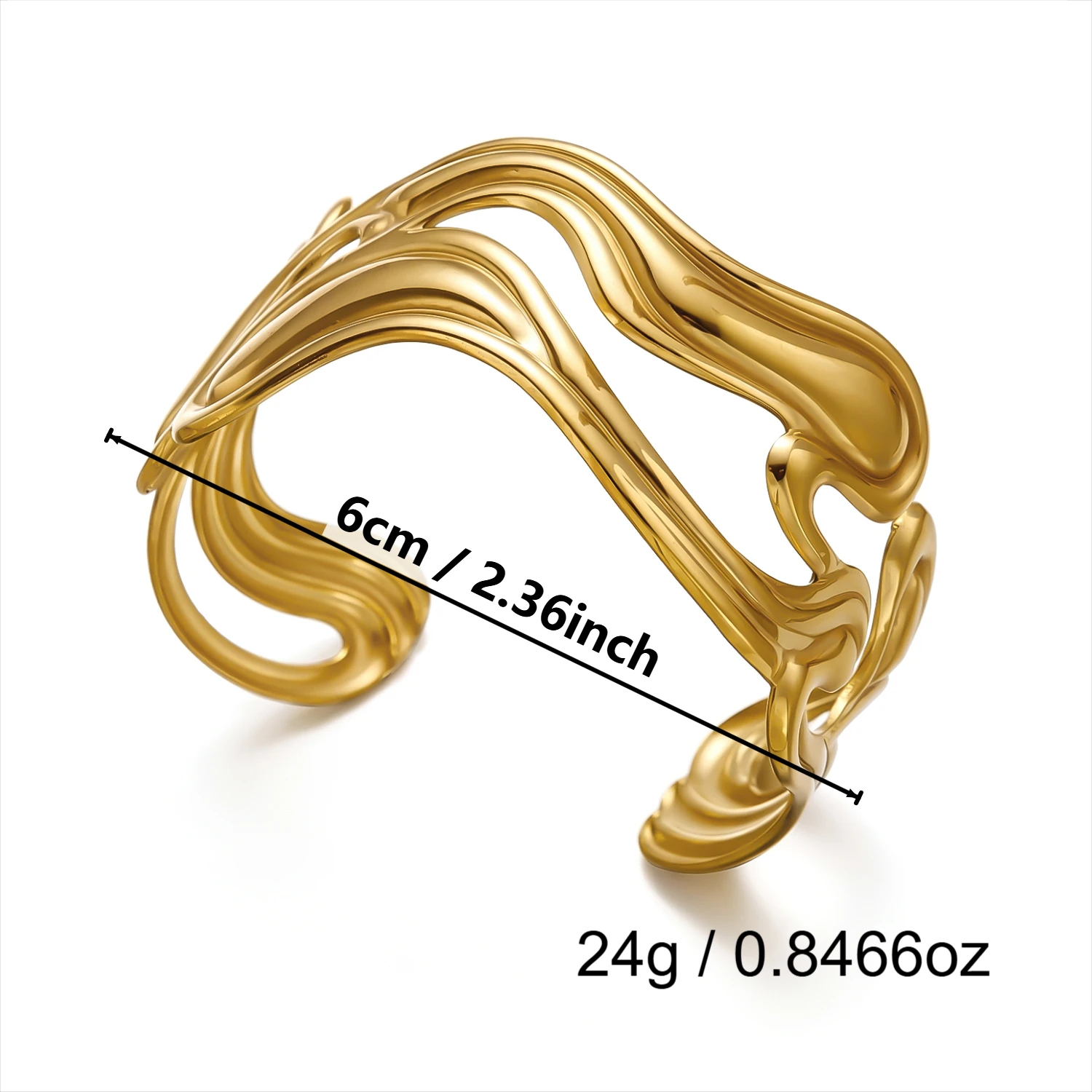 Edelstahl Geometrische Hohle Armreifen für Damen, Übertriebene Seestern-Muschel Breite Armreifen, Strandparty-Schmuck Geschenk – Detail 5
