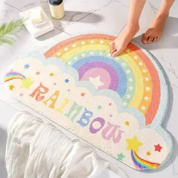 VIKAMA Rainbow Semi-Circular Imitation Cashmere Floor Mat Bathroom Door Suction Door Mat Toilet Cute Soft Non-Slip Foot Mat