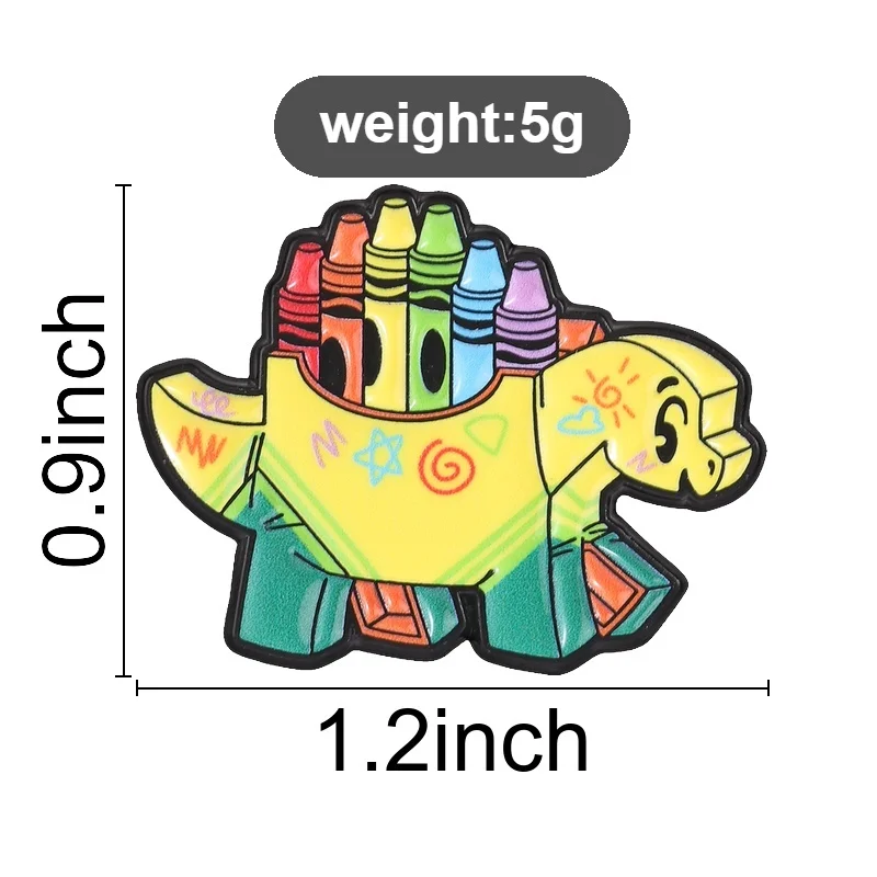Crayon Dinosaur Stegosaurus Enamel Pin, Hand Drawn Rainbow Art Brooch For Teachers And Art Enthusiasts Casual Wear