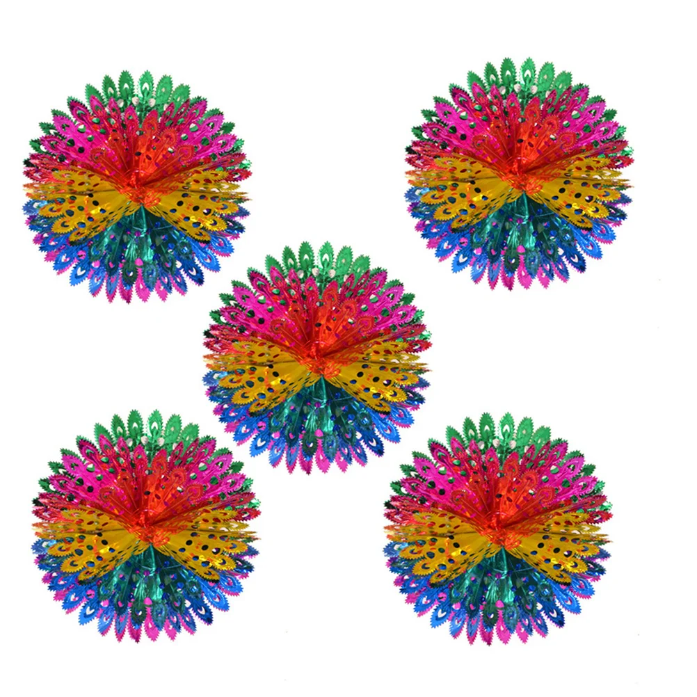 

5Pcs Christmas Garland Ball Ribbon 43x43cm Bright Colorful Decorations Easy Use Reusable Festival Home Decor Ribbon Garland