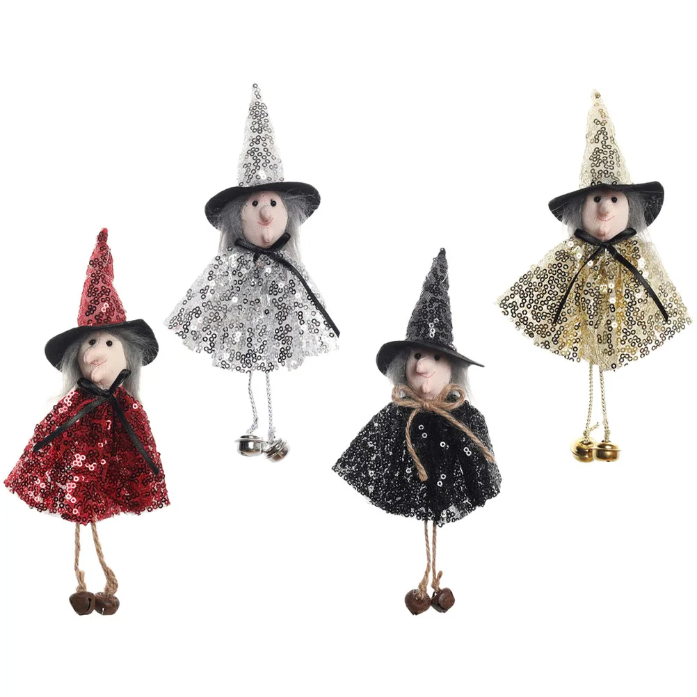 

4 Pcs Witch Pendant Halloween Outdoor Decor Supplies Haloween Decoration Hanging Ornament Indoor Decorate