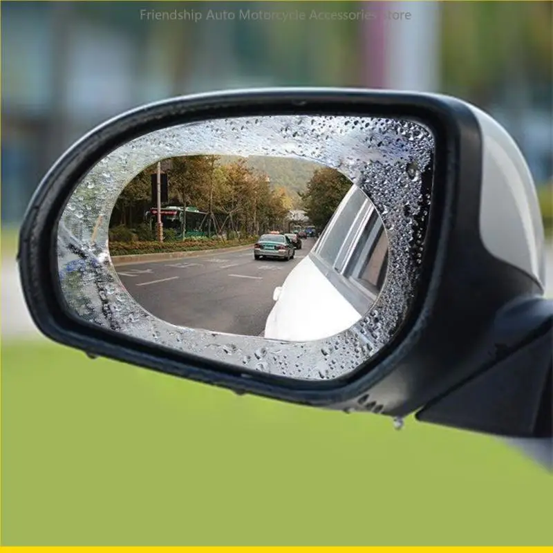 SZCH 2Pcs Car Rain-proof Film Rearview Mirror Waterproof Film Universal Window Glass Clear Anti-Fog Anti-reflective Sticker