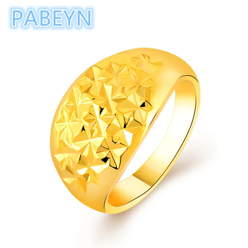 Luxury 24K Gold Ring Gold Plated Gypsophila Ring Glamour Party Engagement Wedding Jewelry Gift